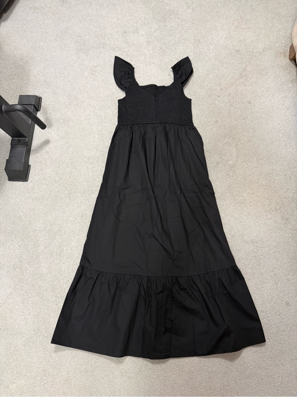 NWT Smocked Black Maxi Dress with Flutter Sleeves XL
